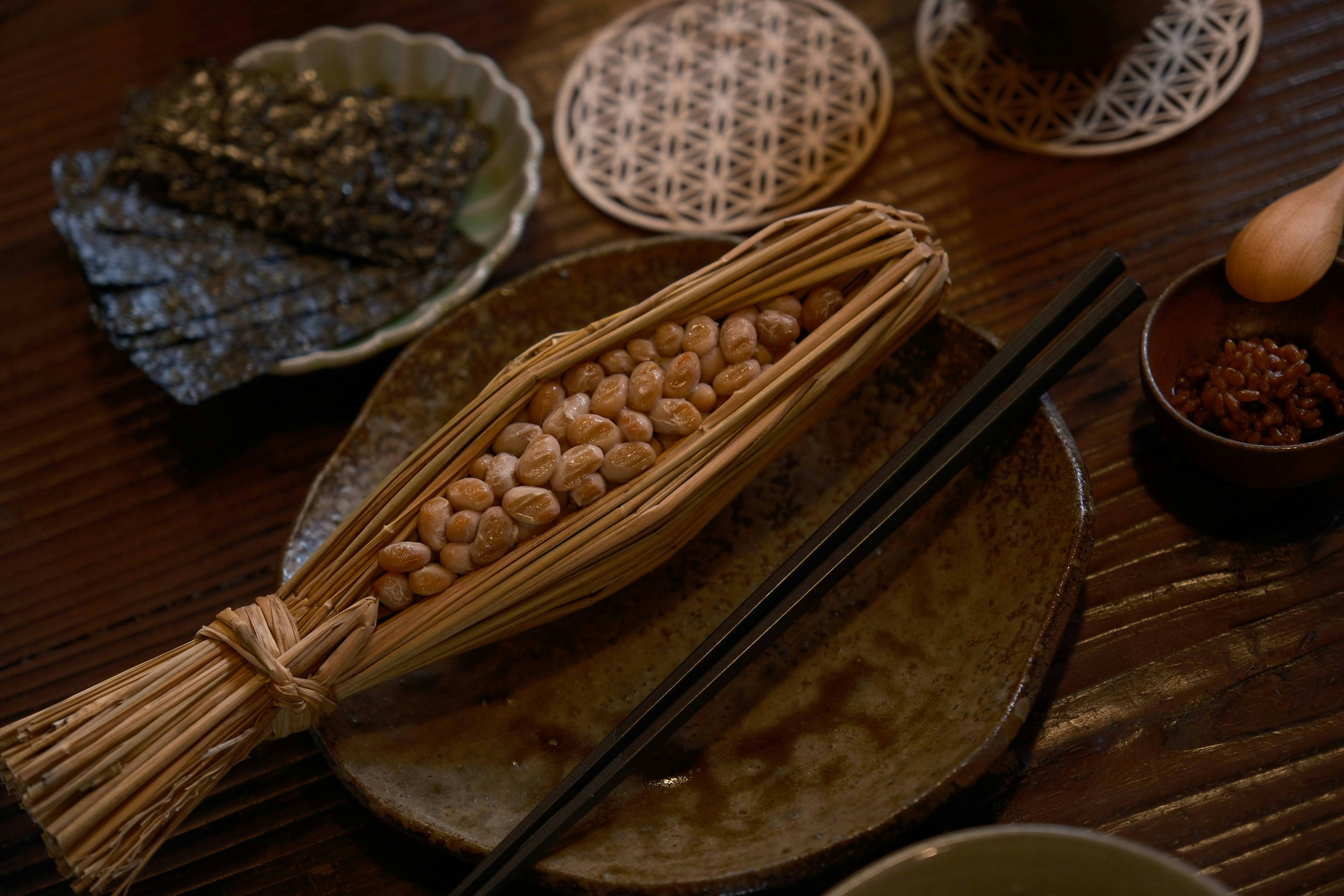 Traditional natto fermentation in rice straw